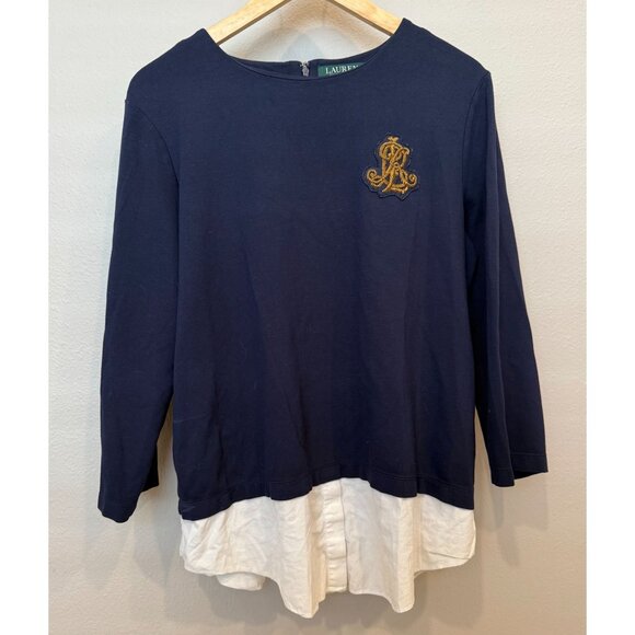 Lauren Ralph Lauren Sweaters - Lauren Ralph Lauren Long Sleeve Navy Twofer Sweater Large Preppy Nautical
